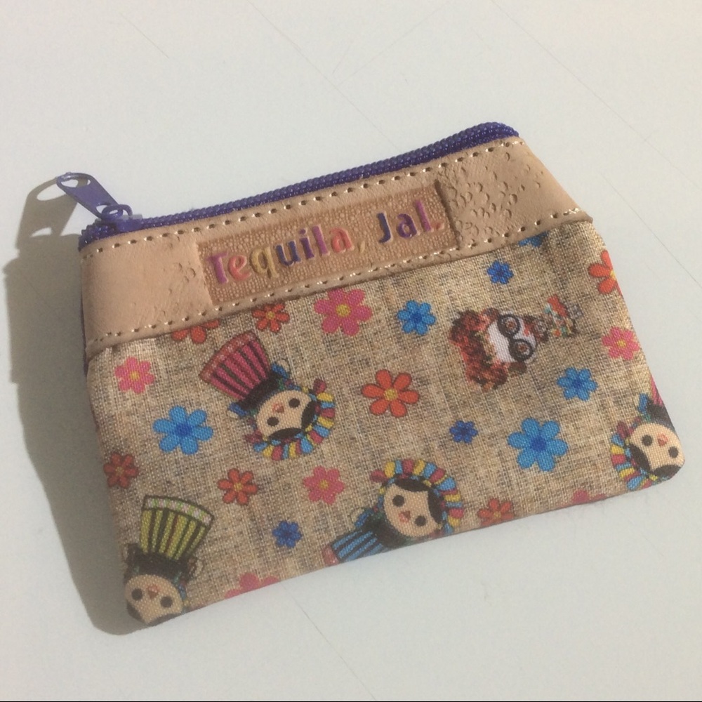 Frieda Kahlo Tequila Jal Jalisco Mexico Mini Pouch Purple Coin Purse Pouch